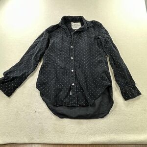 Frank & Eileen Shirt Womens XS Black Polka Dot Frank Corduroy Woven in Italy